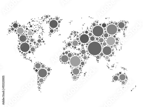 World map mosaic made of dots
