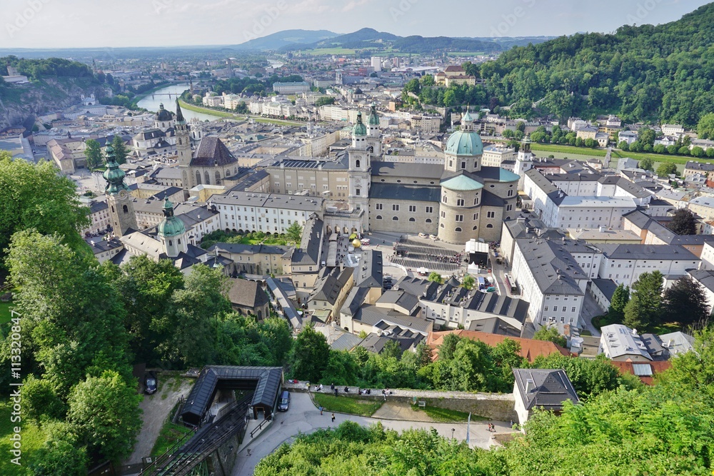 Landscape view of the city of Salzburg, Austria