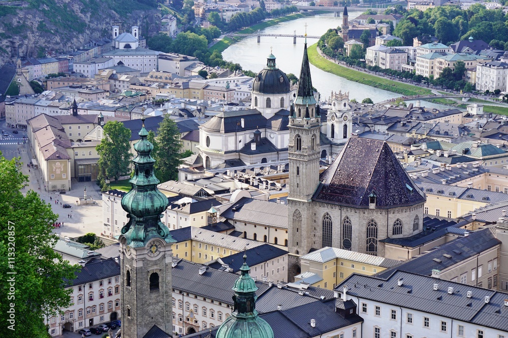 Landscape view of the city of Salzburg, Austria