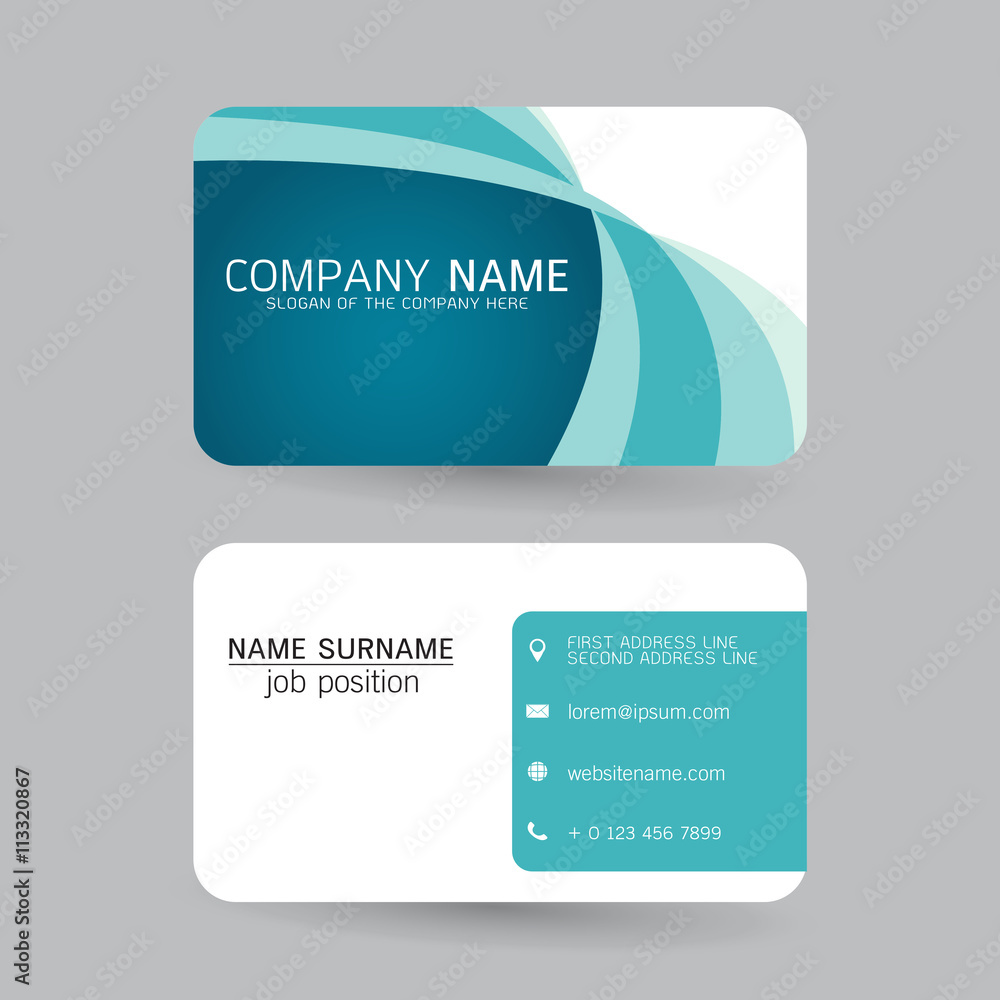 vector Modern simple light business card template with flat user