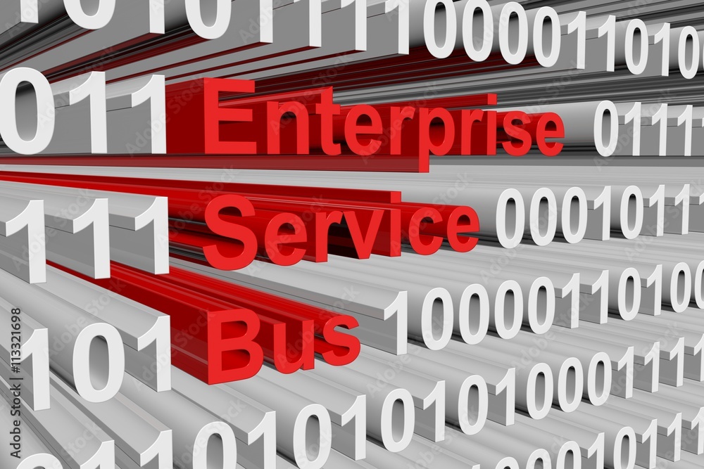 enterprise service bus in the form of binary code, 3D illustration