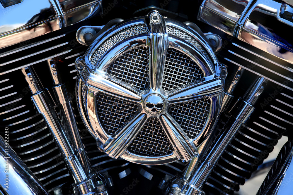 Chrome coated V-Twin engine 