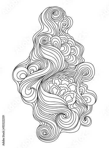Vector illustration.Doodle of hair waves.Abstract design element. It can be used for banner, greeting cards, business cards