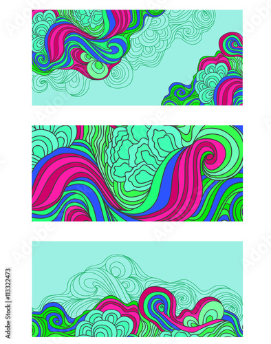 Vector illustration.Doodle of hair waves.Abstract vector hand drawn pattern card set. Series of image © sofi01sp
