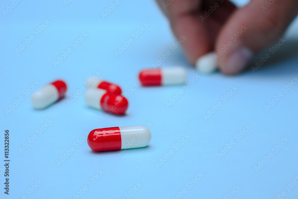 capsule on blue background capsule on blue background