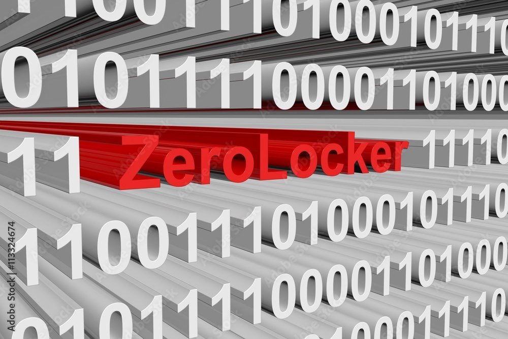 ZeroLocker in the form of binary code, 3D illustration