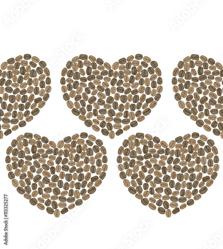 vector seamless background with coffee hearts