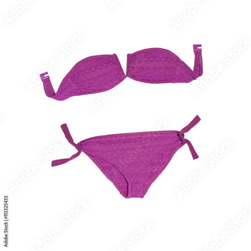 Purple bikini isolated on white background