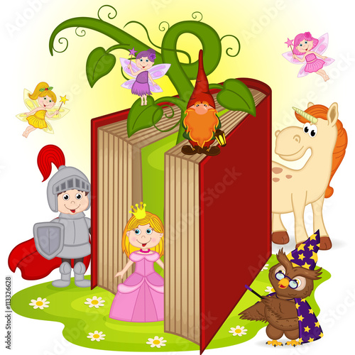 book with characters from fairy tales  - vector illustration, eps