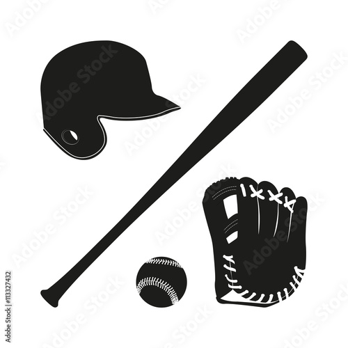 Photography Items for baseball : the ball , glove , bat, helmet. A collectio