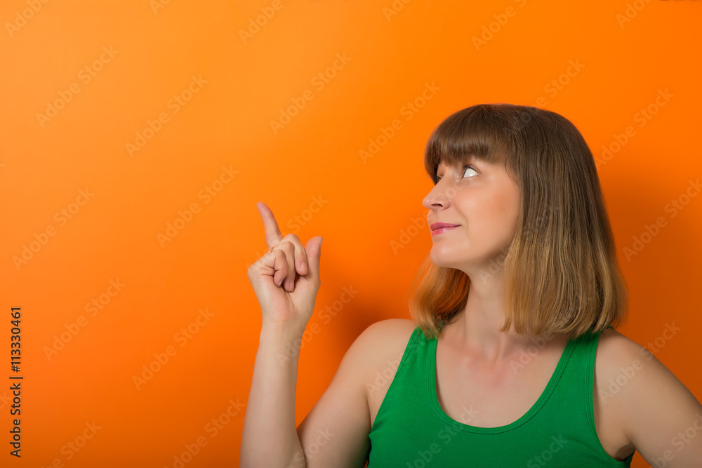 girl points a finger girl points a finger