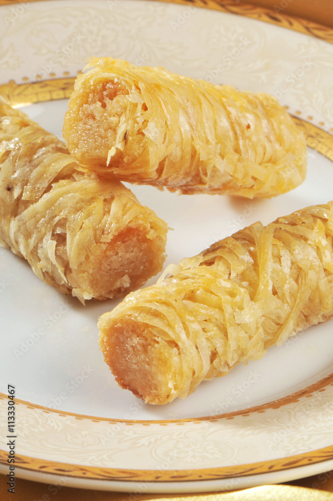 Gateau Marocain Cigare Amande Mhencha Stock Photo Adobe Stock