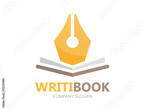 Vector pen and book logo concept