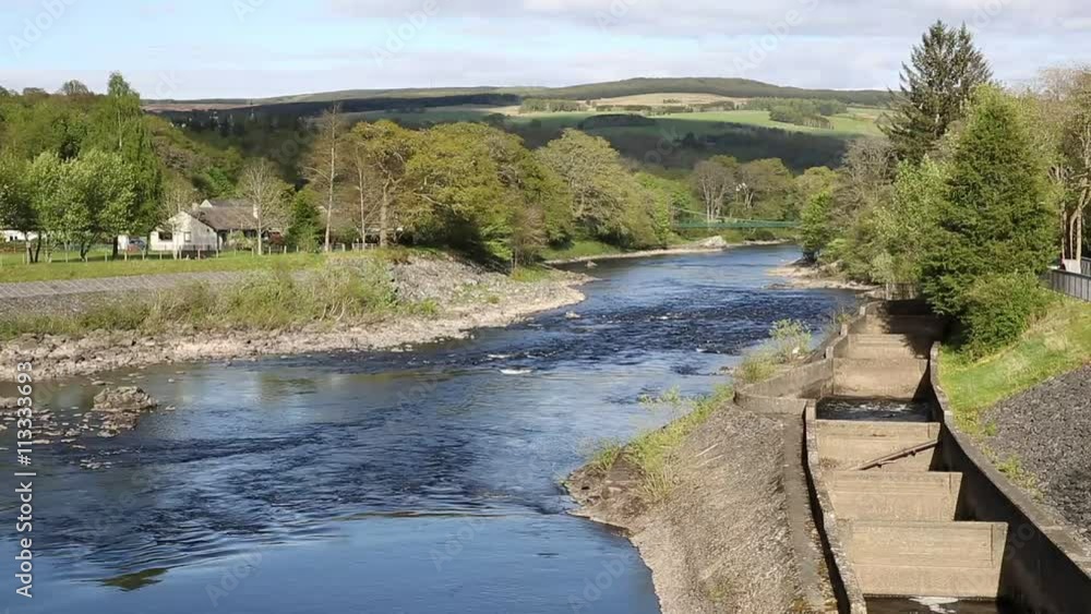 Pitlochry Scotland UK River Tummel and fish ladder beautiful Scottish location Pitlochry Scotland UK River Tummel and fish ladder beautiful Scottish location