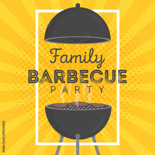 Lovely vector barbecue party invitation design template. Trendy BBQ cookout poster design