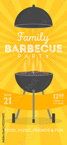 Lovely vector barbecue party invitation design template. Trendy BBQ cookout poster design
