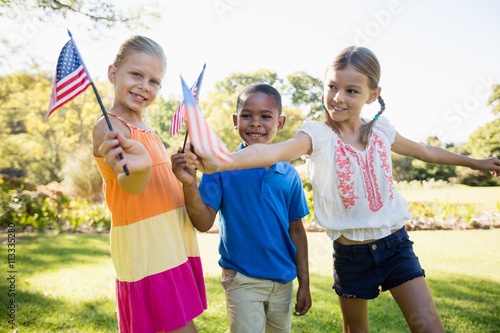  Happy children showing usa flag