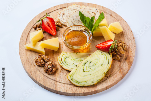 cheese plate with honey