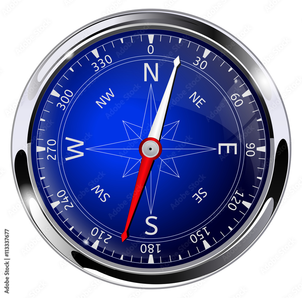 Compass. Blue modern navigation device Compass. Blue modern navigation device