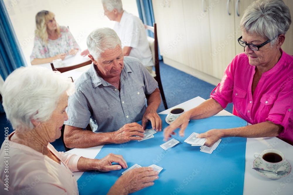 Obraz premium Group of seniors playing cards