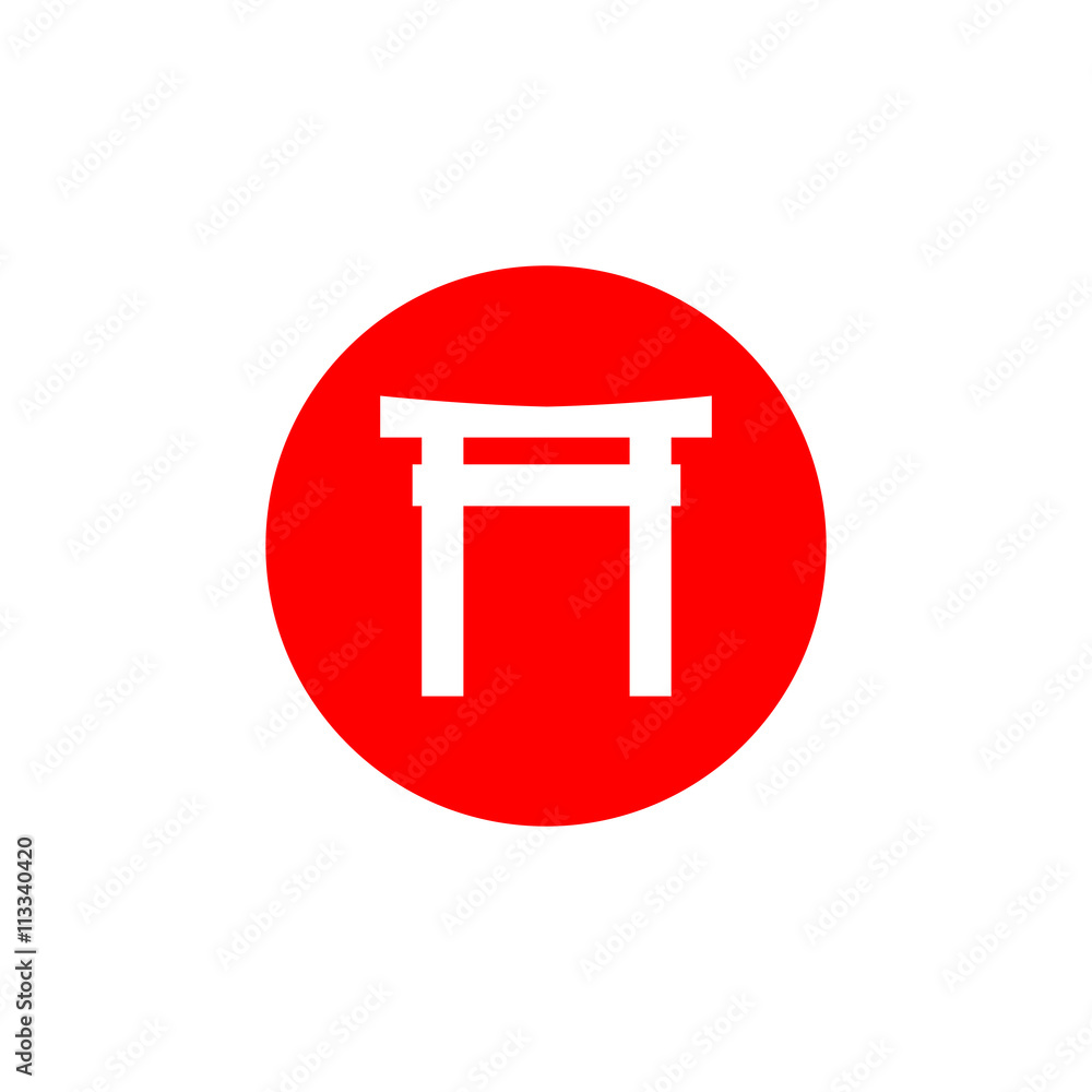 Fototapeta premium Torii gate in Red Dot of Japanese Flag
