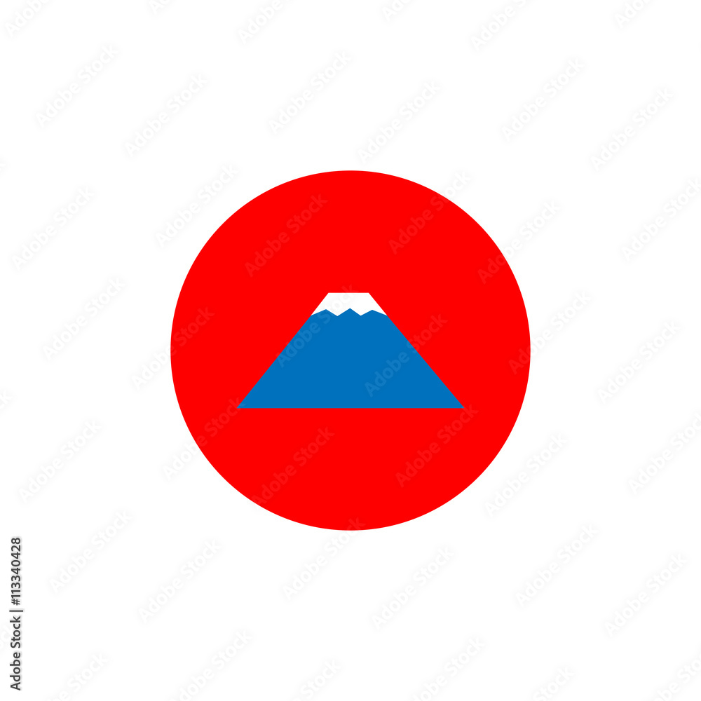 Fuji in Red Dot of Japanese Flag Fuji in Red Dot of Japanese Flag