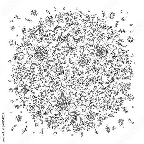 Wallpaper Mural Forest flowers. Vector coloring book pages. Torontodigital.ca