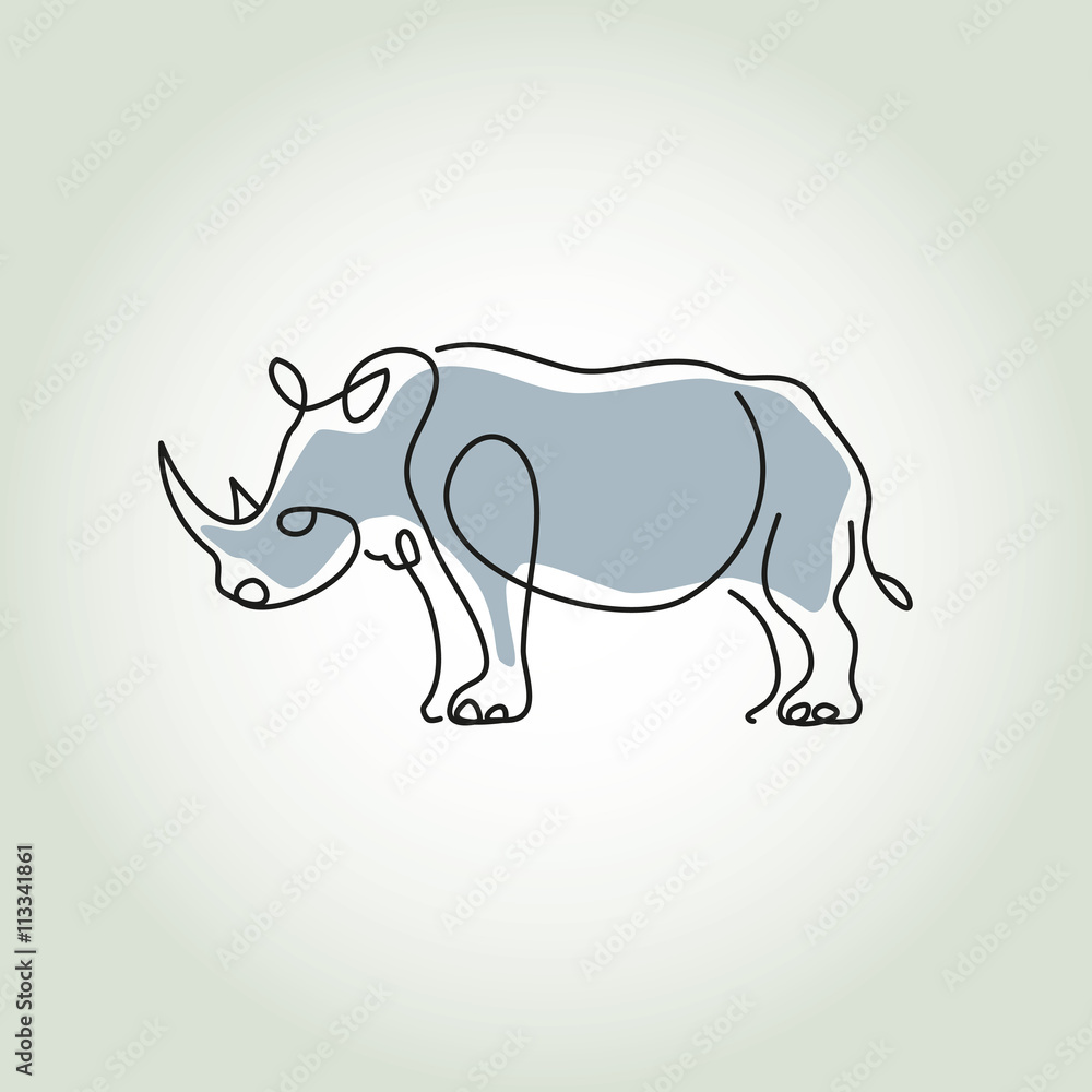 Rhinoceros in minimal line style vector Rhinoceros in minimal line style vector