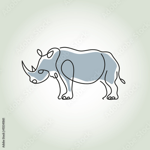 Rhinoceros in minimal line style vector