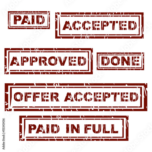 Rubber stamp with text paid in full inside, vector illustration