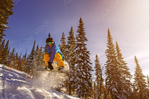 Slika na platnu Snowboarder jumping