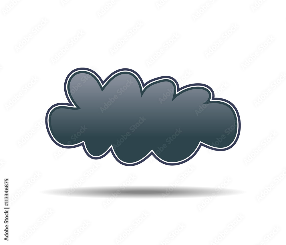 Small black cloud with shadow on white background Small black cloud with shadow on white background
