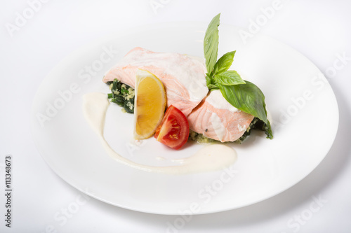 Steamed salmon meat