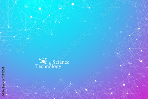 Geometric abstract with connected line and dots. Graphic communication background for medicine, science, chemistry, technology. Molecular structure dna or neuron composition. Vector illustration