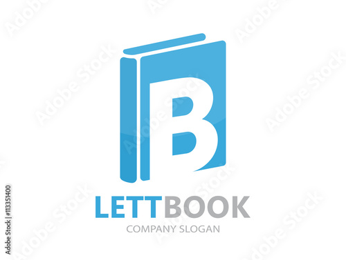 Vector logo combination of a book and letter b