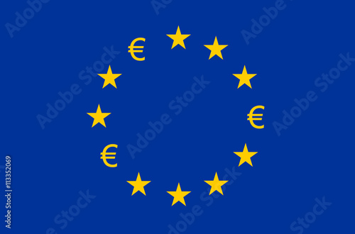 Flag of Europe, European Union (EU), Euro signs instead of stars