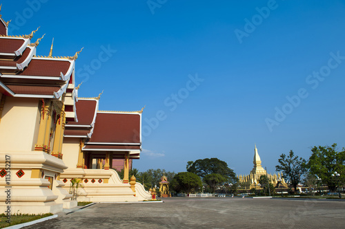 That Luang Stupa and Hor Dhammasapa, landmark of Vientiane, Lao photo