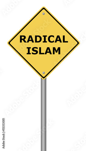 Radical Islam road sign against white background
