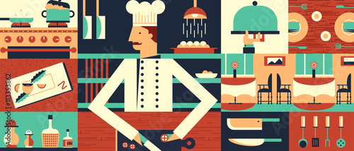 Chef in restaurant background