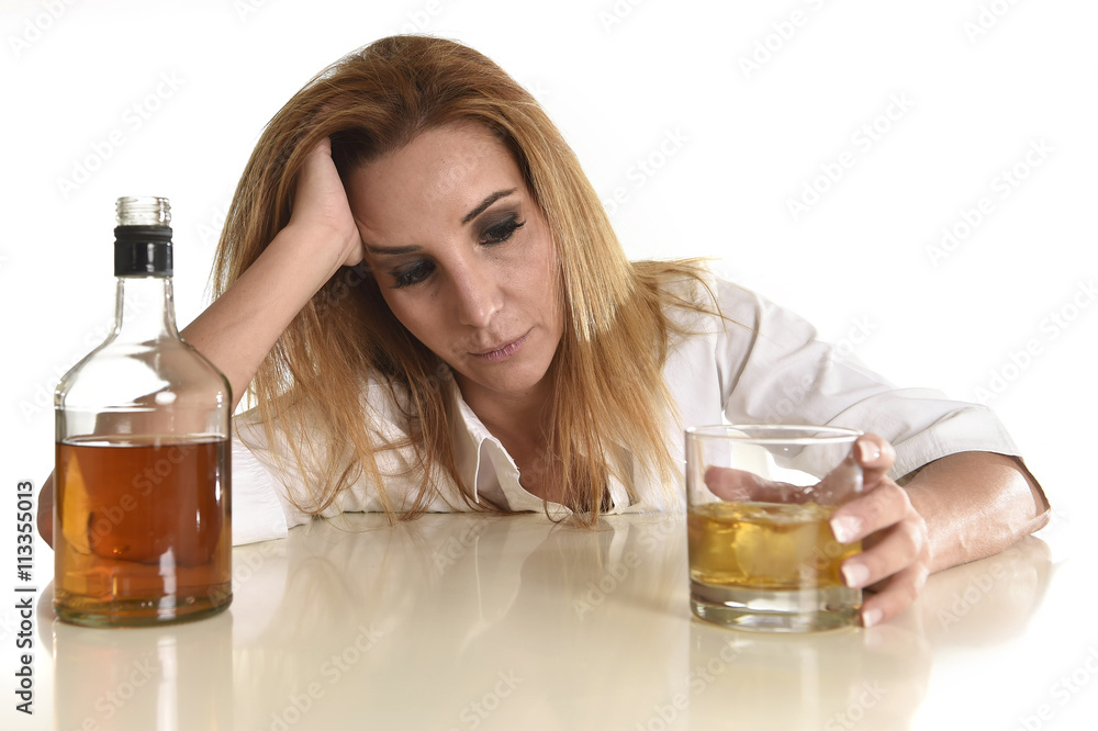 © Wordley Calvo Stock - caucasian blond wasted and depressed alcoholic woman drinking scotch whiskey glass messy drunk © Wordley Calvo Stock - caucasian blond wasted and depressed alcoholic woman drinking scotch whiskey glass messy drunk