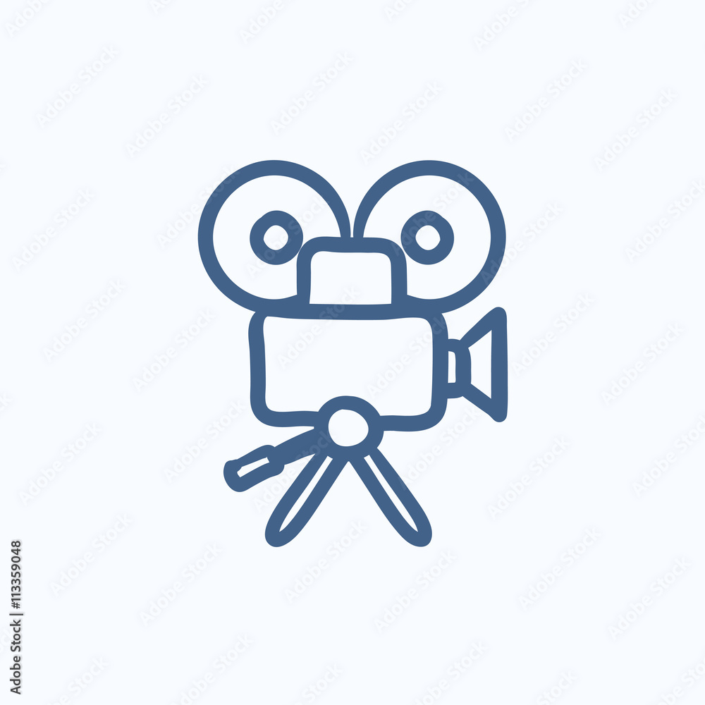 Video camera sketch icon. Video camera sketch icon.