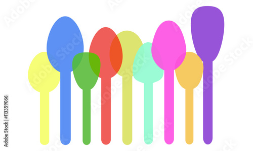 Vector colorful spoons and different ways