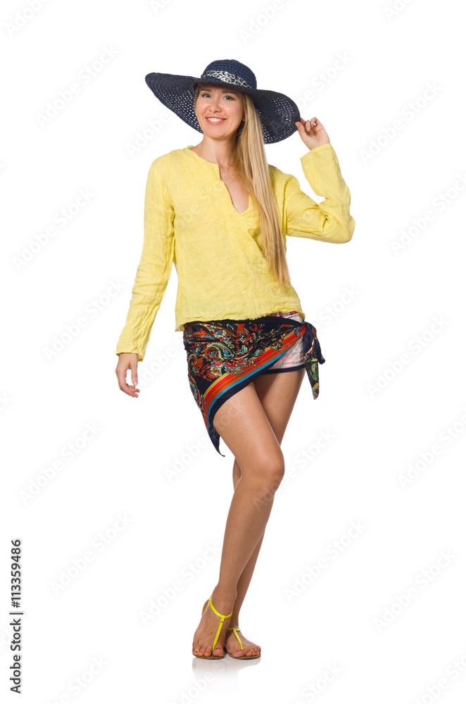 Tall caucasian model wearing hat isolated on white Tall caucasian model wearing hat isolated on white