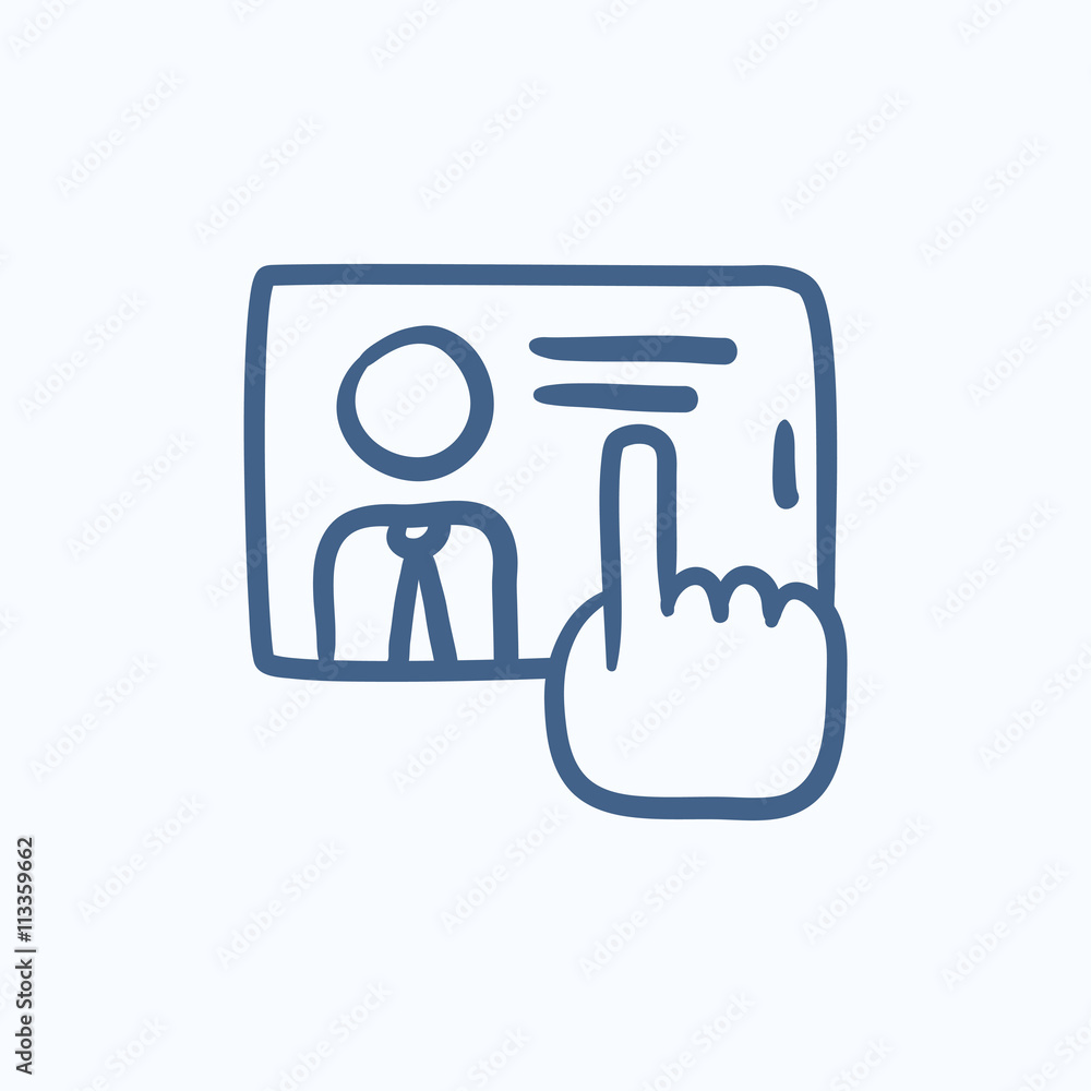 Hand touching screen sketch icon. Hand touching screen sketch icon.
