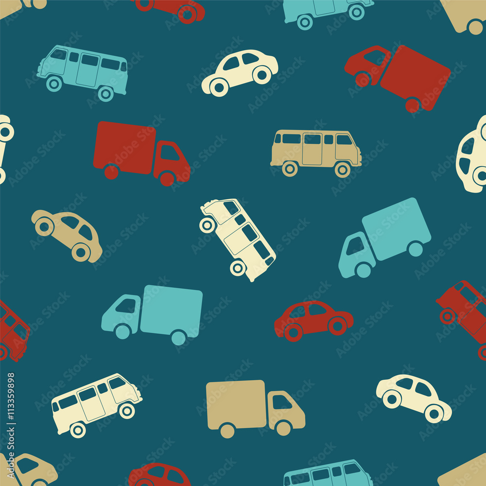 Seamless pattern - car, bus, truck Seamless pattern - car, bus, truck