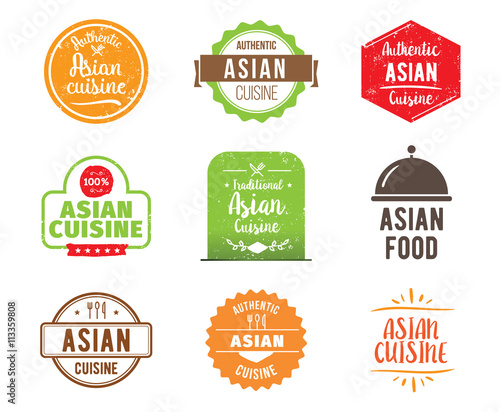Asian cuisine vector label