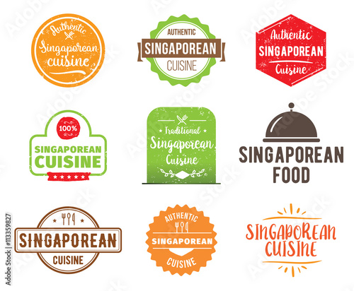 Singaporean cuisine vector label