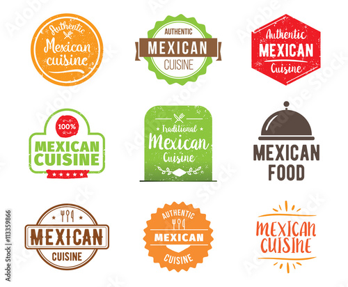 Mexican cuisine vector label