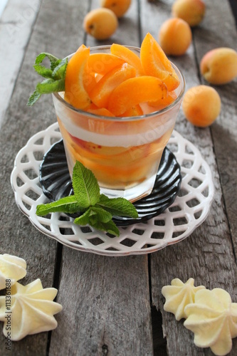 summer dessert with apricots and yoghurt