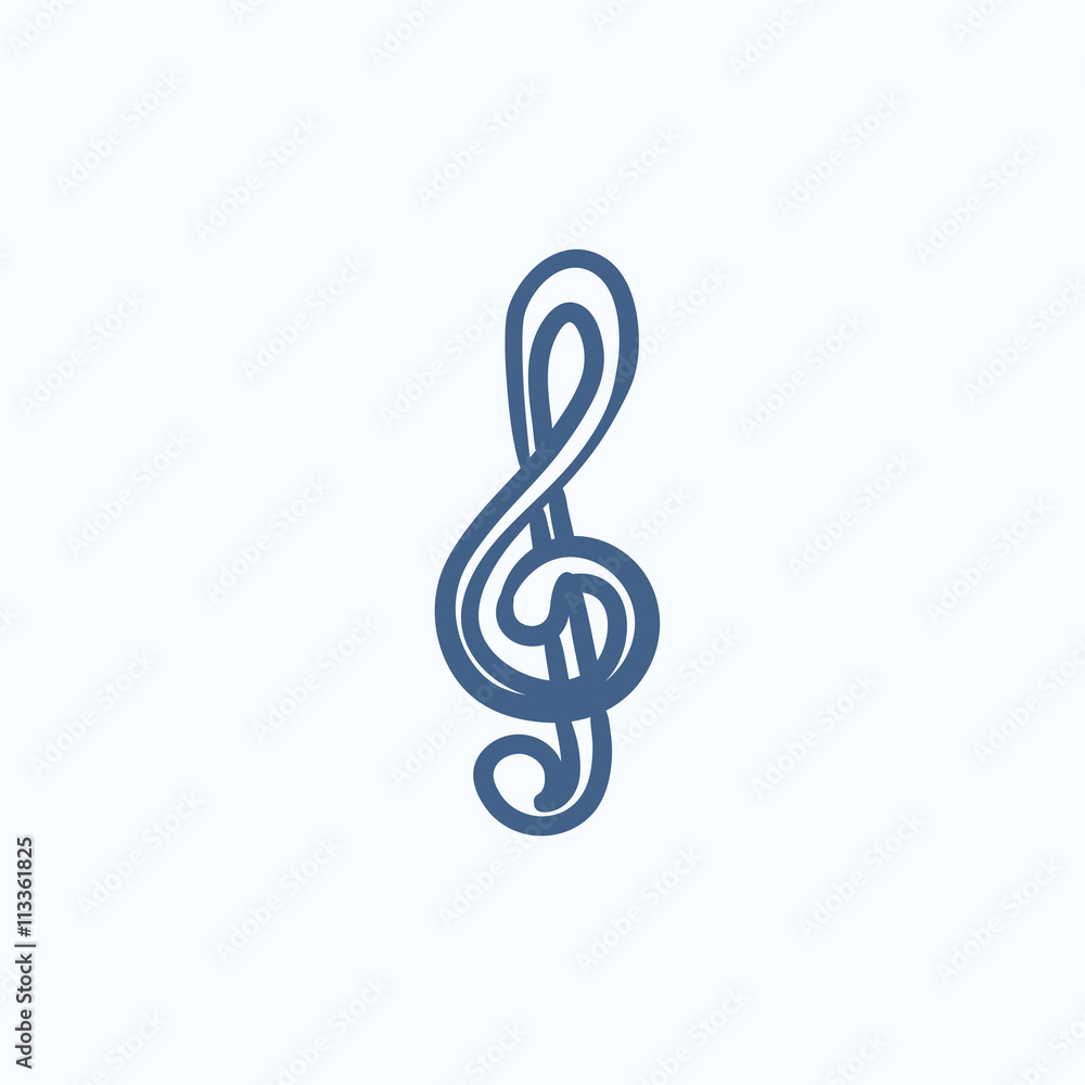 G-clef sketch icon. G-clef sketch icon.